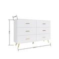 thumbnail image 3 of 6-Drawer Dresser,High Glossy Surfac Double Dresser Vanity with Golden Handle and Golden Steel Legs,for Living Room Bedroom,White, 3 of 7