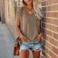 thumbnail image 2 of ShomPort Cap Sleeve Tops for Women Summer V Neck Casual Loose Shirts Cute Basic Solid Color Workout Tees, 2 of 6