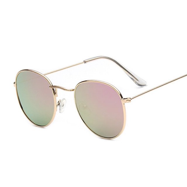 Gafas de sol redondas pequeñas de Metal para mujer, gafas de sol clásicas de viaje de marca Vintage, gafas de sol Retro a la moda para mujer Tan Jianjun unisex
