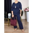 thumbnail image 6 of Women'S 2 Piece Outfits Suit Set Top Flared Pants Sets Business Pantsuits Blue [In Stock] XXXL, 6 of 7
