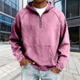 thumbnail image 1 of Ceisia Men's Loose Fit Washed Distressed Denim Half-Zip Hooded Pullover Sweatshirt Gifts, 1 of 8