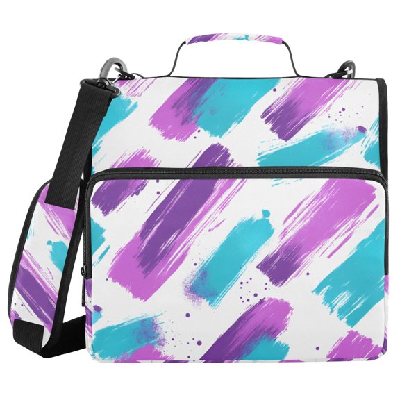 FORMRS Zipper Binder with Shoulder Strap 2-inch Ring 500 Sheet Capacity File Bag, Purple Drawing