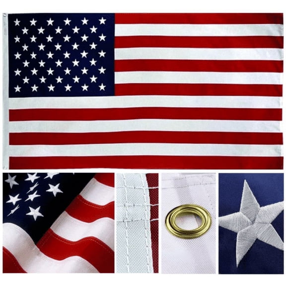 4x6 Ft USA American 300D Embroidered Flag Grommets (Heavy Duty Military Grade)
