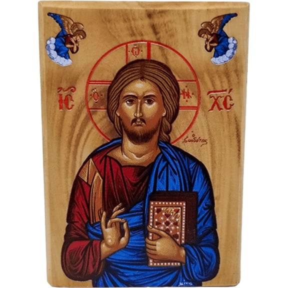 Jesus King of the Universe Olive Wood Color Icon