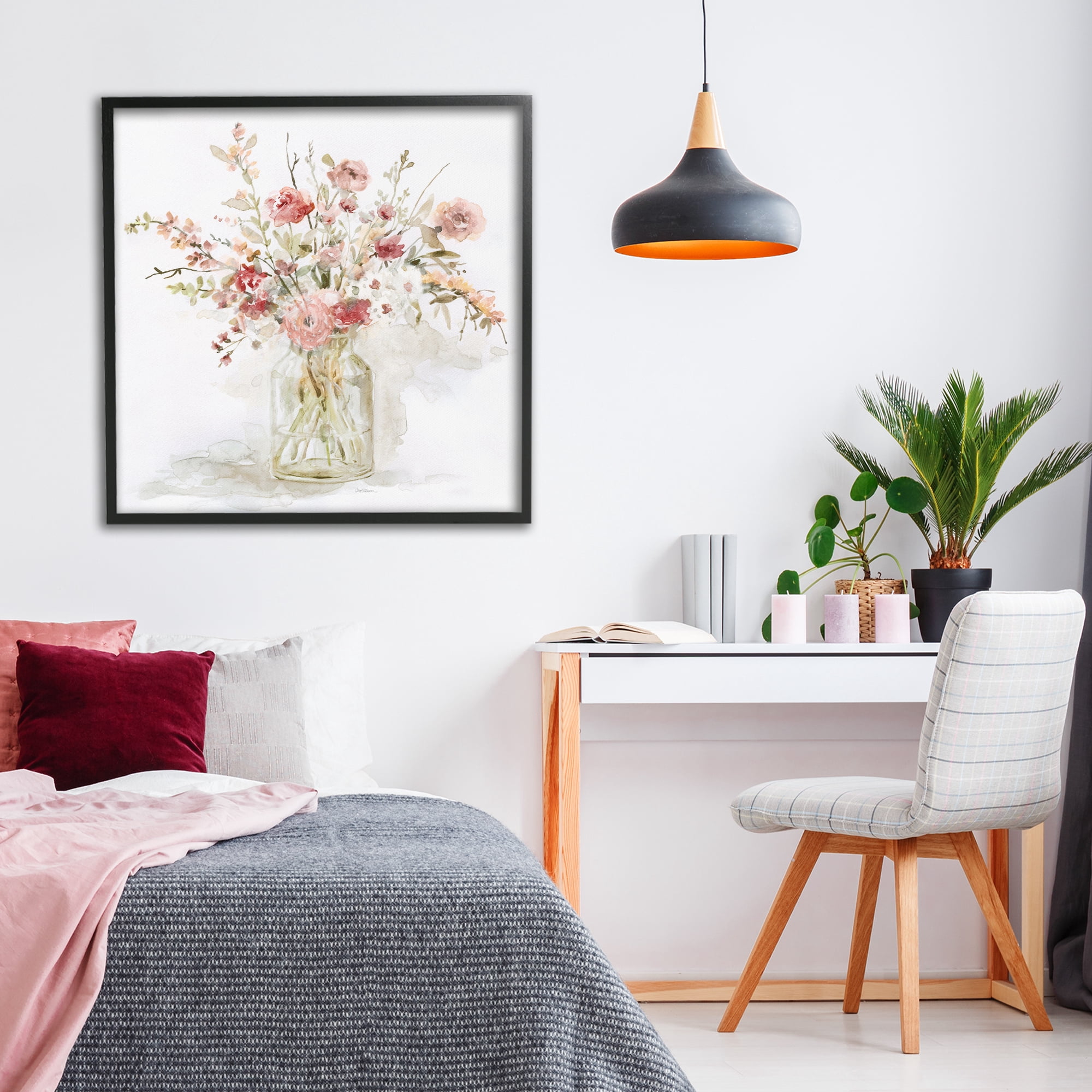 Stupell Industries Springtime Blooms in Glass Vase Black Framed Giclee Art, design by Carol Robinson