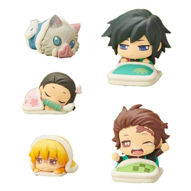 PWFE Demon Slayer: Kimetsu No Yaiba Figure Sleeping Style Anime Chibi Figure Action Figure 5 Pcs