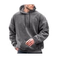 thumbnail image 1 of FOCUSNORM Men Plush Loose Hoodies Solid Color Drawstring Hooded Sweatshirts Long Sleeve Tops Fall Winter Casual Pullovers, 1 of 7