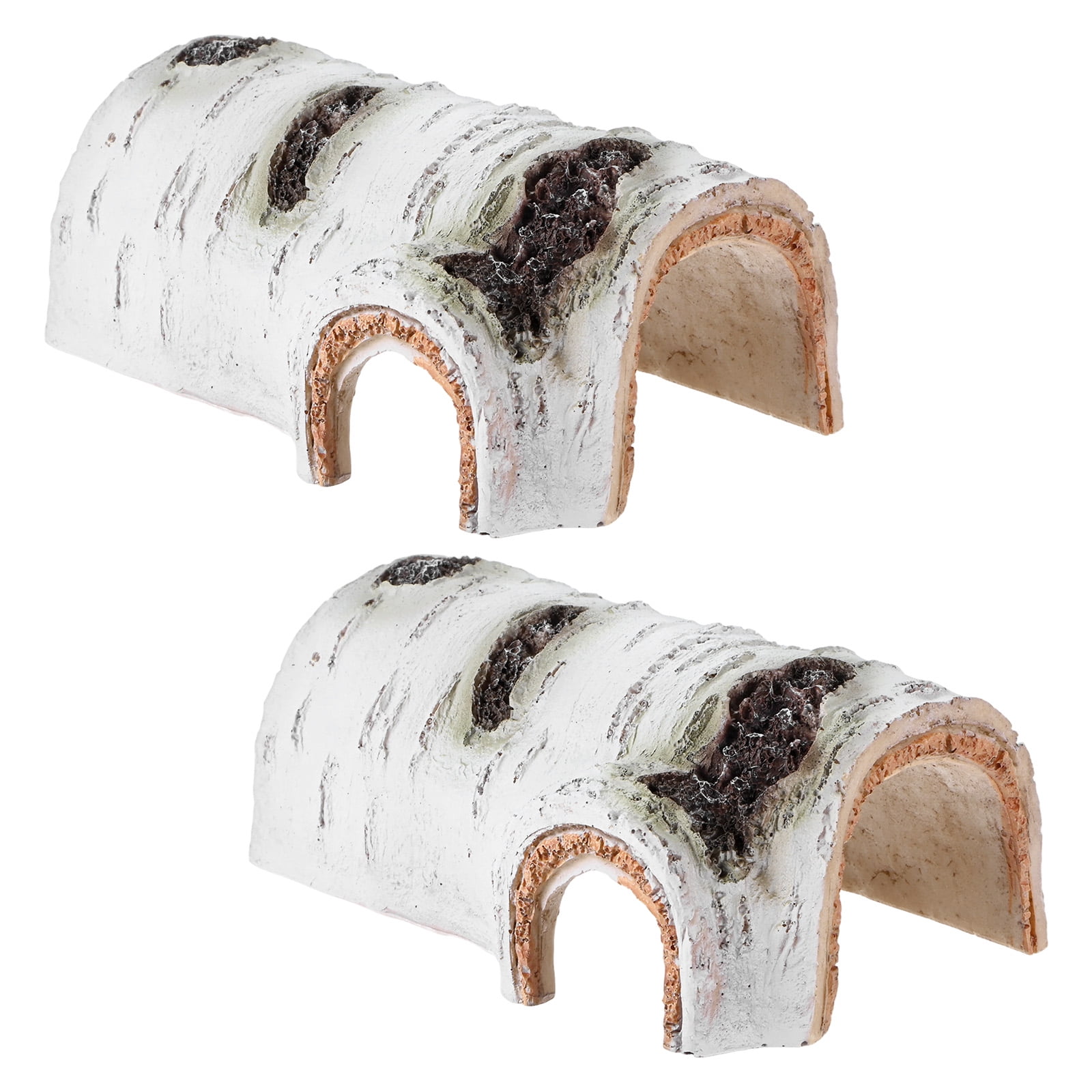 2-Pack Reptile Hide Basking Platform, Small White Resin Reptile Tank Decor, Bearded Dragon Tank Accessories for Turtle, Gecko