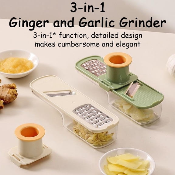 Mini Garlic Slicer Multi-Functional Mandoline Slicer Veggie Garlic Ginger Grinder Vegetable Mandoline Cutter with Container