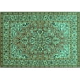 thumbnail image 1 of Ahgly Company Machine Washable Indoor Rectangle Persian Turquoise Blue Traditional Area Rugs, 2' x 4', 1 of 4