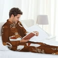 thumbnail image 6 of Yiaed Sloths Need More Coffee Print Men’s Pajamas Set - Long Sleeve Button Down Sleep Shirt and Pajama Bottoms Sleepwear Set Mens Pjs Sets Men's Pajama Bottoms-Medium, 6 of 7