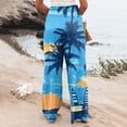 thumbnail image 5 of Women Palm Tree Wide Leg Pants High WaistTrousers Casual Boho Palazzo Pants Lounge Elastic Waist Pants Comfy Flower Print Dresses Pants, 5 of 5