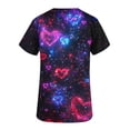 thumbnail image 5 of Afelkas Women Galaxy Heart Scrub Top Neon Love Print Nurse Uniform V-Neck Medical Shirt Cosmic Valentine Workwear Multicolor,M, 5 of 5