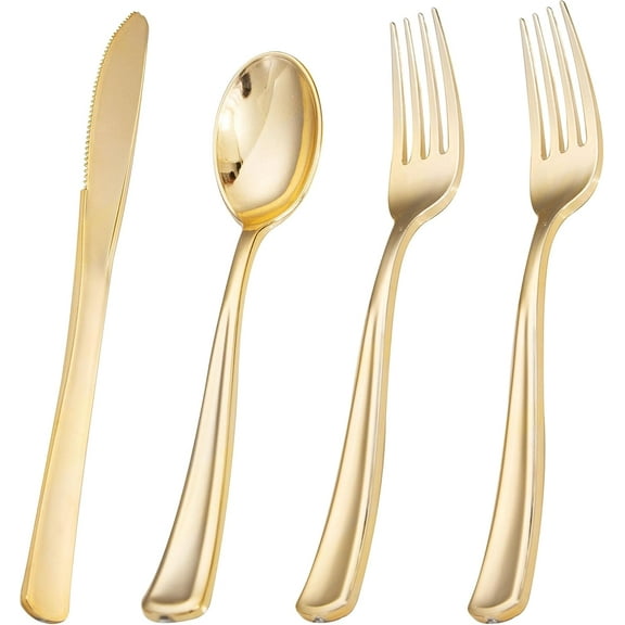 200Pcs Silver Plastic Cutlery - Silver Plastic Silverware- Disposable Silverware - 100 Forks, 50 Spoons, 50 Knives Perfect for Wedding＆Christmas