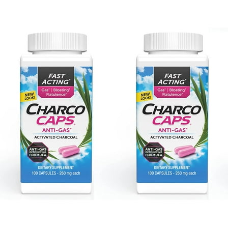 CharcoCaps Anti-Gas Formula Capsules 100 ea (Pack of 2)
