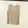thumbnail image 2 of Women's Regular Fit Sleeveless V Neck Solid Color Tank Tops Soft Lightweight Comfy Casual Daily Wear Summer Outfits | CSEONE,Beige L, 2 of 6