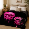 thumbnail image 3 of Neon Skull Pattern Flannel Fleece Blanket Modern Graphic Soft Plush Throw Blanket Bedroom Living Room SPXUBZ 60"x50", 3 of 5