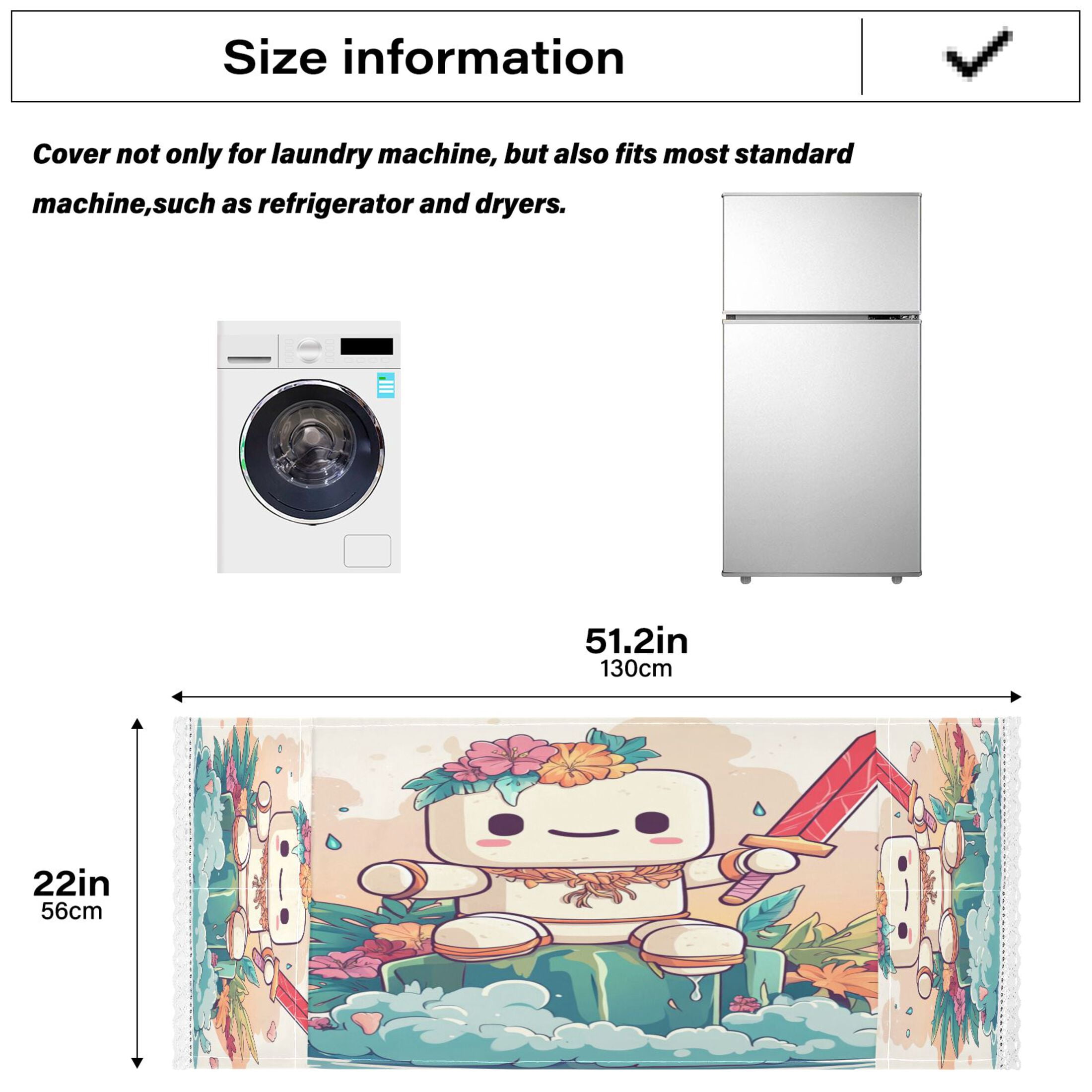 A Cute Marshmallow ManWasher and Dryer Covers Dust-Proof and Oil Resistant Fridge Cover with 4 Storage Pockets Washing Machine Top Cover for Laundry Kitchen Home 51.2 x 22 In