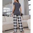 thumbnail image 4 of Camisa De Pantalones De Sueño Suelto, Pantalones De La Camisa De Sueño V Botón Del Cuello Delantero 2 Piezas Gingham Para Diariamente Para Mujeres, 4 of 7
