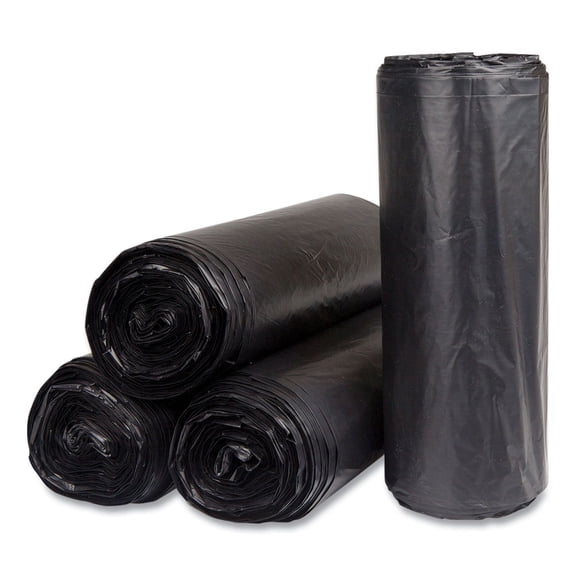 High-Density Commercial Can Liners 60 gal, 22 microns, 38" x 60", Black, 150/Carton