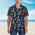 thumbnail image 2 of Rateoe Monster Pizza Pattern Men’s Hawaiian Shirt – Short Sleeve Button-Down Tropical Beach Shirt, Lightweight & Breathable Casual Aloha Shirt with Pocket,XX-Large, 2 of 7