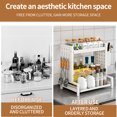 thumbnail image 5 of Spice Rack 2 Tier Metal Standing Kitchen Seasoning Storage Shelf with Hanging Basket Pull Out Countertop Organizer for Counter, Cabinet, Pantry, Bathroom, Bedroom (White), 5 of 15