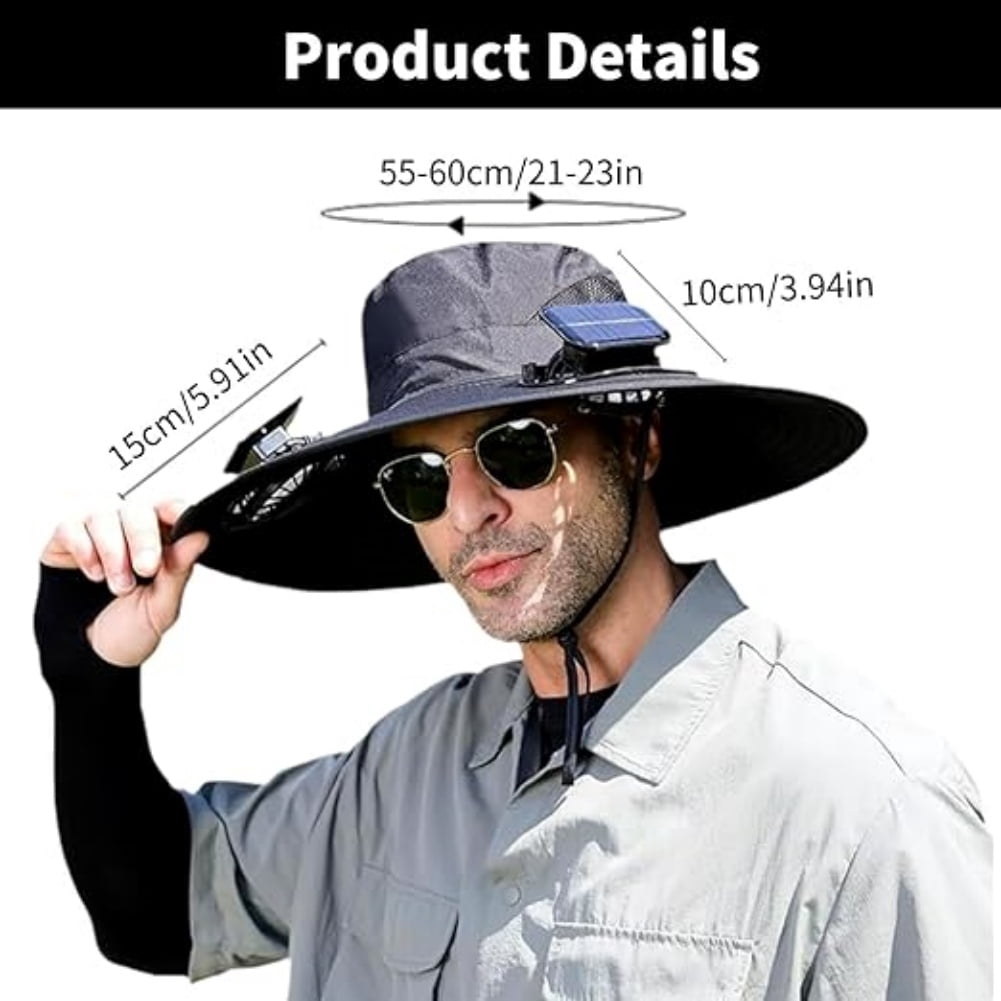Solhalo FanHat SolarPowered Cooling Hat,Features a dual-power cooling system, adjustable and detachable fan, sun and wind protection, durability and breathability, suitable for summer hiking