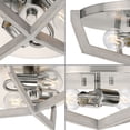 thumbnail image 4 of Galloway Collection Two-Light 15" Brushed Nickel Modern Farmhouse Flush Mount Light with Grey Washed Oak Accents, 4 of 9