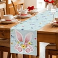 thumbnail image 5 of Easter Table Runner 60 Inches, Spring Rabbits Ears Feet Flowers Wooden Grain Bed Runner Dresser Scarves Tabletop for Indoor Outdoor Parties/Ceremony/Banquet, 13" x 60", 5 of 8