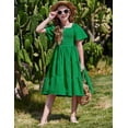 thumbnail image 3 of Arshiner Girls Summer Dress Tween Casual Smocked Swing Flowy Ruffle Midi Dresses with Pockets, 3 of 6
