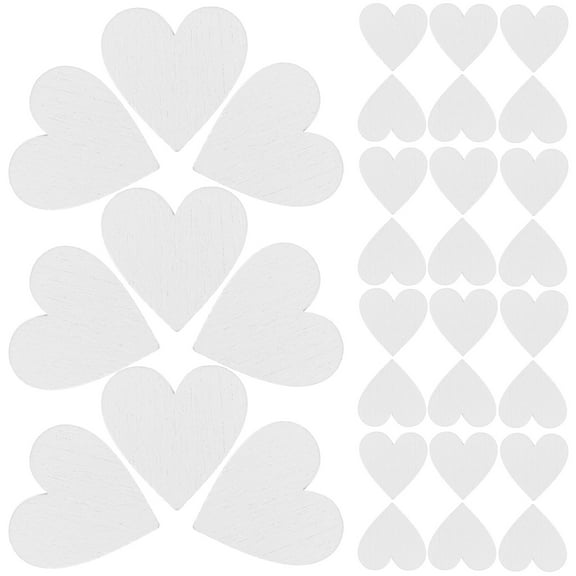 HEMOTON 100Pcs White Wooden Hearts for Guest Book and Wedding Decor DIY Crafts Unfinished Wood Tags