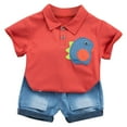 thumbnail image 2 of Delliss Baby Boys Clothes Baby Outfits Shirts Sets Casual Dinosaur Printed Short Sleeve Denim Shorts For Boys Set 1-4 Years, 2 of 3