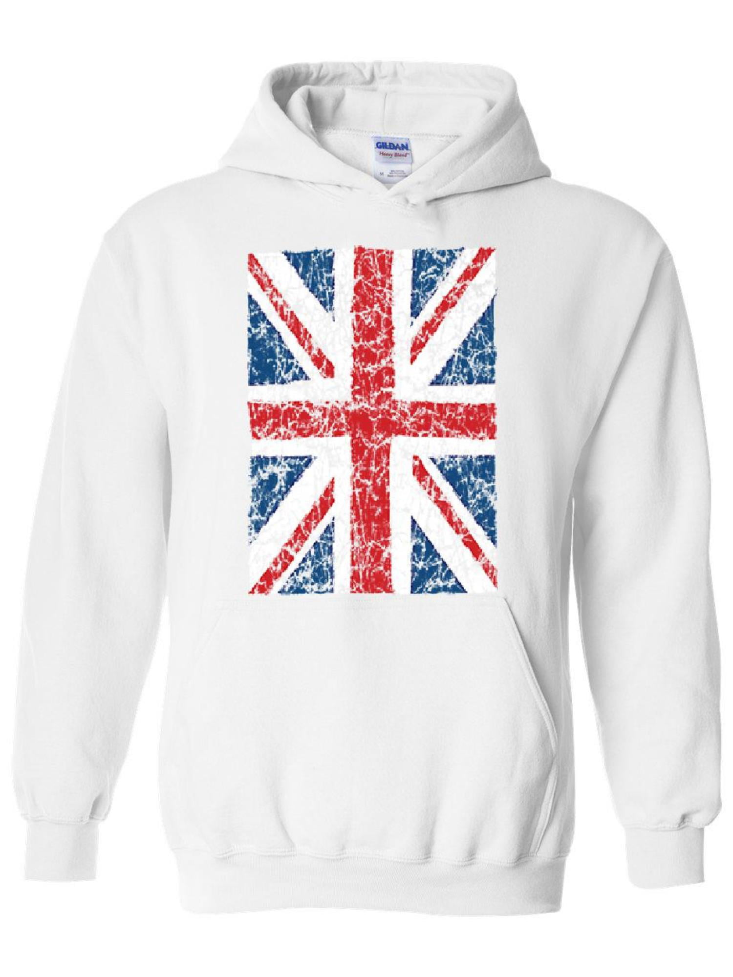 Union Jack Distressed HOODIE Sweatshirt sweater hooded British Flag England UK 