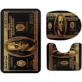 thumbnail image 3 of Dollar Bill Comfort Flannel Bathroom Rug Mats Set 3 Piece Soft Non-Slip with Backing Pad Bath Mat Contour Rug Toilet Lid Cover Absorbent Cool Rug Floor Carpet for Men's Room Decor Rainbow, 3 of 9