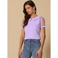 thumbnail image 2 of DARING DIVA Women's Polka Dots Mesh Peter Pan Collar Blouses L Purple, 2 of 6