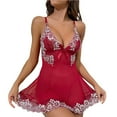 thumbnail image 1 of Gibobby Lencería de encaje Día de San Valentín Camisón de encaje en contraste Vestido sexy para dormir con escote en V profundo y espalda descubierta Ropa para dormir par(RD2, CH), 1 of 5