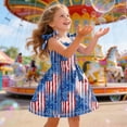thumbnail image 4 of KPOPLK Girls July 4th Dresses Red White Blue Star Toddler Patriotic Outfit American Flag Sundress 1-8 Years(4-5 Years,Blue), 4 of 5