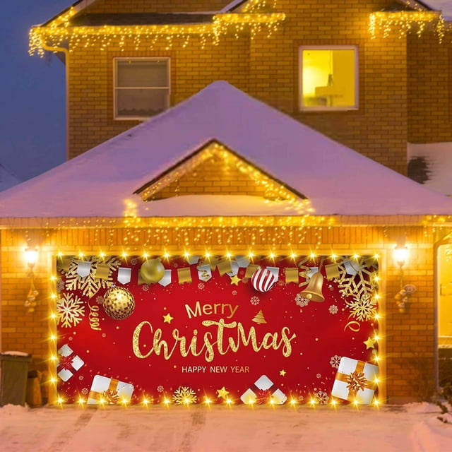 onlyliua ¡ Artículos En Liquidación! Pancarta Navida para Puerta de Garaje de 2024 7 X 16 Pies, Grandes Decoraciones Navideñas para Puerta de Garaje, Mural Navideño para Puerta de Garaje Al Aire Libr
