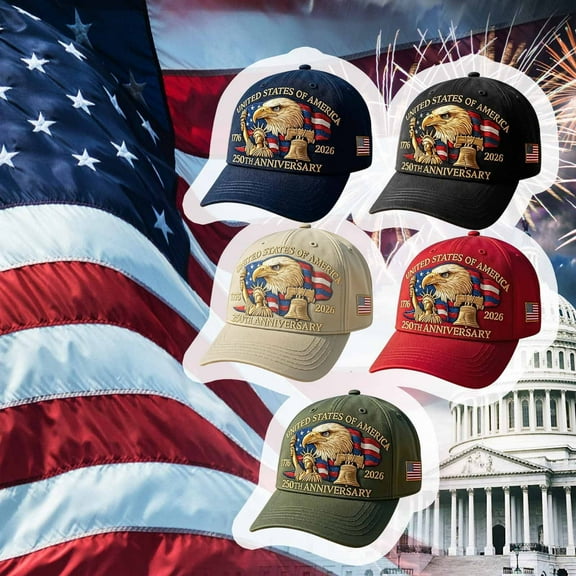 Eagle & Liberty United States 250th Anniversary Commemorative Hat USA Patriotic Baseball Cap Embroidered Printed Adjustable, Unisex, Tribute Gift for Veterans, Men, Women, 1766-2026