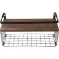 thumbnail image 4 of WHAMVOX Black Floating Shelf for Bathroom with Storage Basket Wall Mounted Organizer Carbon Steel and Wood 12.5x8.5x4.3 Inches, 4 of 8