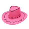 thumbnail image 1 of Duoif Cowboy Hats for Women Adult Casual Solid Suture Summer Fashion Cowboy Sun Hat Wide Brim Travel Sun Cap Hats for Men Hot Pink, 1 of 2