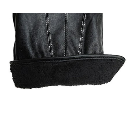 Men's Fashion Waterproof Windproof PU Leather Gloves Winter Warm Cashmere Gloves