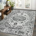 thumbnail image 2 of Hasoo Vintage Floral Area Rug 4' x 6' Grey Flodable Floral Print Distressed Non Slip Indoor Rug for Living Room Bathroom Kitchen Bedroom, 2 of 5