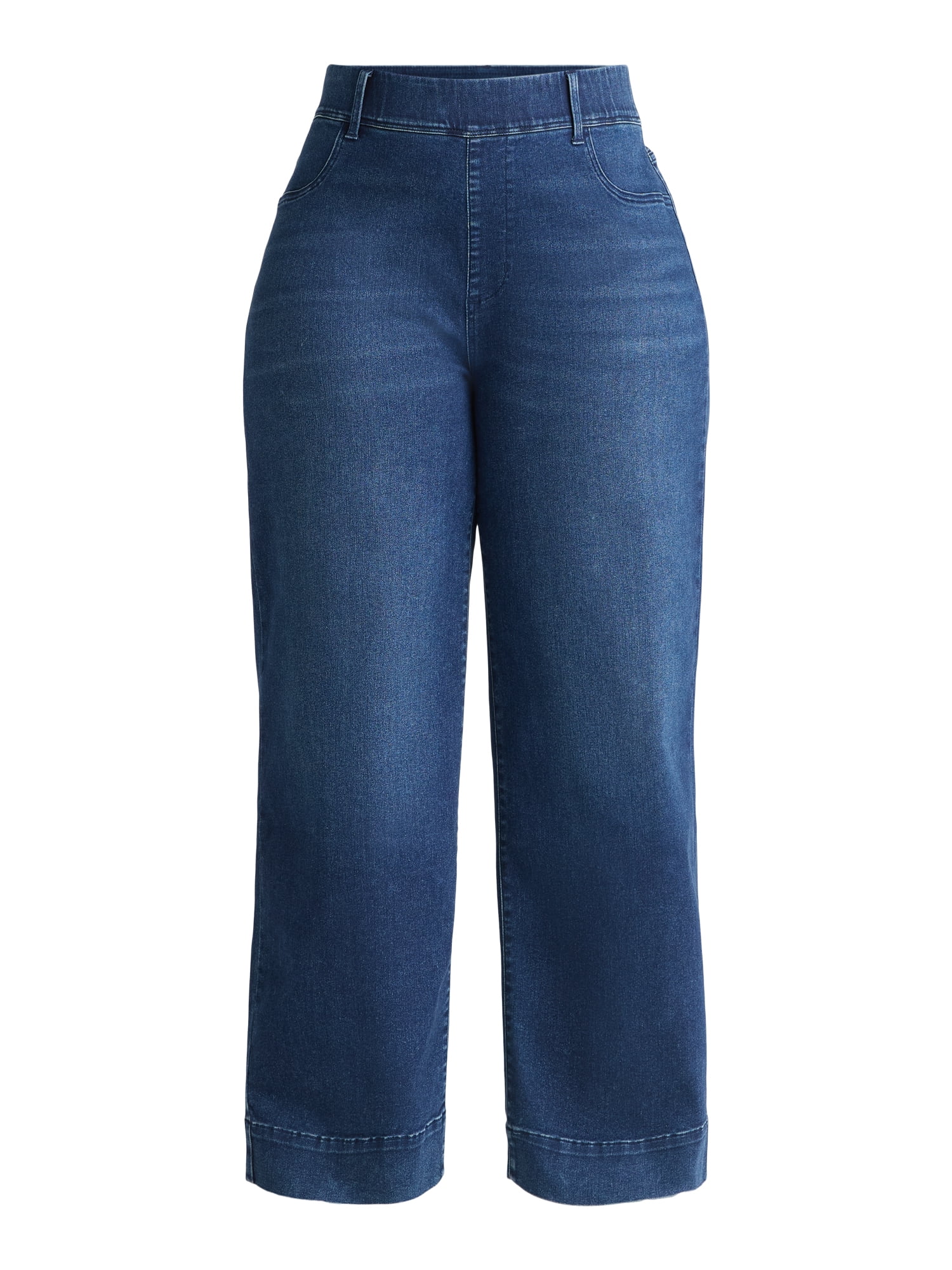 Terra & Sky Women's Plus High Rise Wide Leg Jeggings, 30" Inseam, Sizes 0X-5X