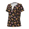 thumbnail image 2 of Naloa Rose Flower Bear Print T-Shirts Short Sleeve V Neck Tees for Women Fashion Tops Trendy Lightweight Soft Casual Summer Outfits Clothes, 2 of 5