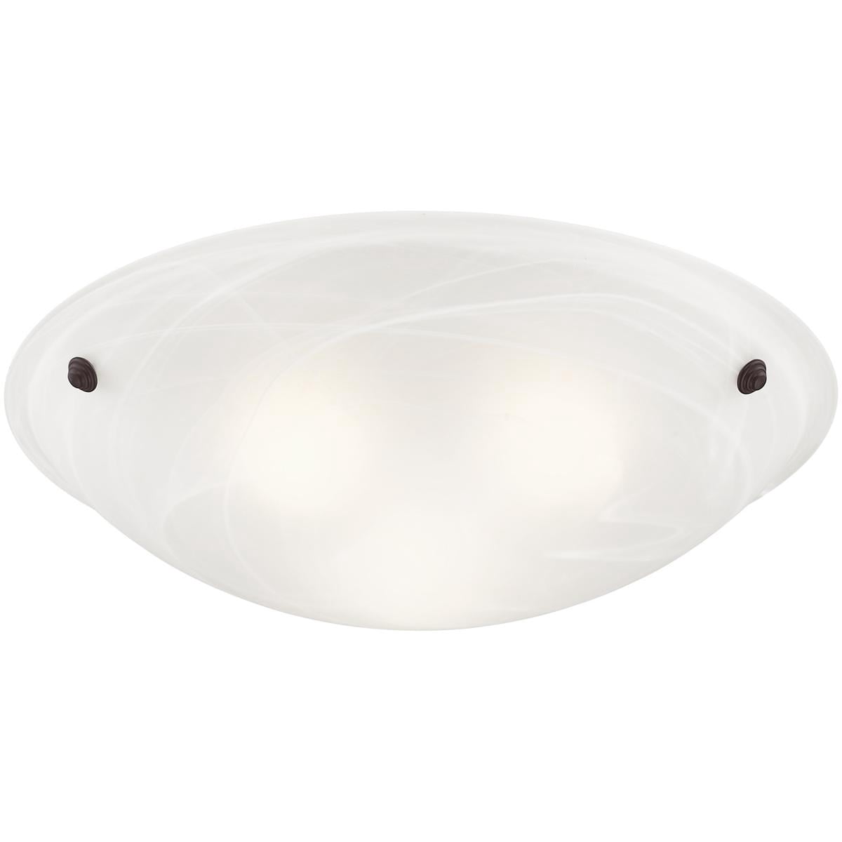3 Light Bronze Ceiling Light fixture with White Alabaster Glass Shade
