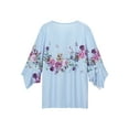 thumbnail image 6 of Women Button Up Blouses for Women Floral Print Shirts 3/4 Sleeve V Neck Pleated Front Blouse Tops Summer Casual T-shirts Blue 2XL, 6 of 6