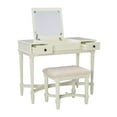 thumbnail image 3 of Linon Chelsea 2-Piece Vanity Set, Includes Vanity with Flip-Top Mirror, and Bench, White Finish with Beige Fabric, 3 of 29