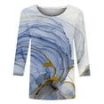thumbnail image 4 of IROINNID Long Sleeve T-Shirts for Women Graphic Printed T-shirt 3/4 Sleeves Streetwear Blouse Round Neck Home Tops,Sky Blue, 4 of 5