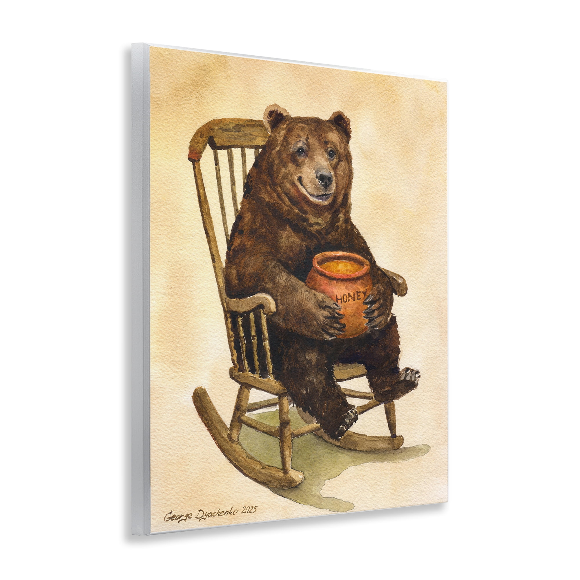 Stupell Industries Happy Bear & Pot of Honey Wall Plaque Art, design by George Dyachenko